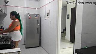 Latin house cleaner amateur seduces and sucks cock and masturbates