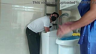 Wow! This married woman teases the technician fixing her washing machine!