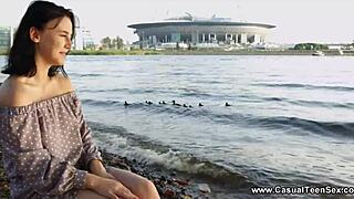 Teen coed sara rich swallows cum after riding 😏