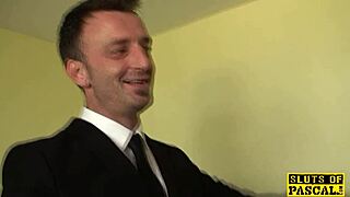 Chubby british sub participates in a bdsm session with maledom.