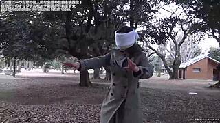 Blindfold fetish with old masked participant