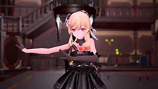 lumine in anime hentai adventure with big tits and lover in cartoon style.