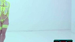 neon lingerie looks super hot on curvy short hair latina milf mia valentine stripping solo