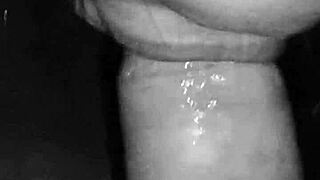 The juicy MILF says, 'Watch me jerk off your cock, lover,' as he cums on her big tits.