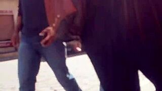 Milf with big ass walking on the street