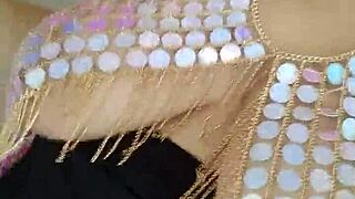 My wife’s a sexy exhibitionist! I love watching her flash those big pierced tits in public!