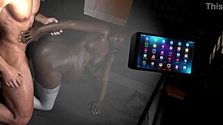 Rough pounding with a curvy black pregnant housewife in tight embrace