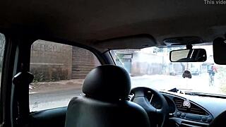 my friend's girlfriend performs oral in the vehicle outdoors.