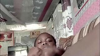 Hey, watch this ebony slut masturbate and squirt with creampie! 😏💦