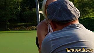 A beautiful lady exposed to romping on the shower with urine available