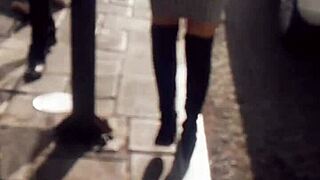 Milf with big ass walking on the street