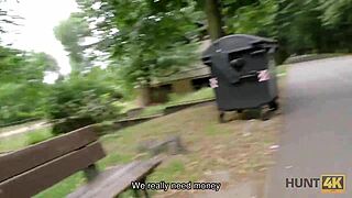 Cuckold Feels Betrayed Watching Girlfriend Fuck Friend For Cash In Park