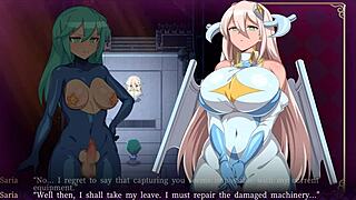 mage kanade's futa dick drained by giant tits mechanical angel in rough femdom quest