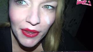 German public facial with face painted with cum and deep throat blow job