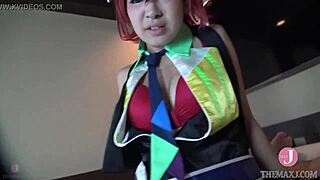 Hentai cosplayer welcomes junior into intense oral and riding sessions.