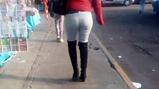 Milf with big ass walking on the street