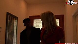 Black Stud Drills Blonde MILF in Nylon Stockings!