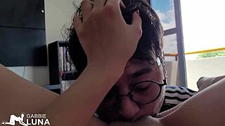 Gabbie Luna facetiously fucking a professional giving him an oral and internal ejaculation