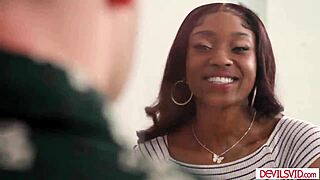 Two men make love with an African American woman and her best friend through oral and face sex