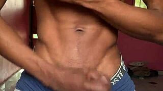 i was jerkin off this muscular black twink's big cock and he came so hard 😩