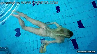 Petite Teen Milana Voda Swims Naked in Public Pool. Her Body Shines Underwater
