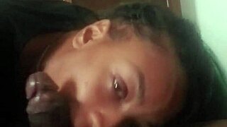 Beautiful lady drops to her knees for a sloppy blowjob