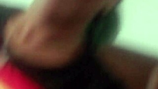 Beautiful lady drops to her knees for a sloppy blowjob