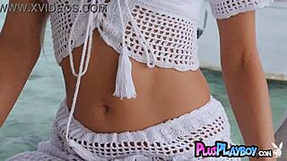 Yo, check this beautiful blonde milf Olivia Preston stripping naked outdoors!