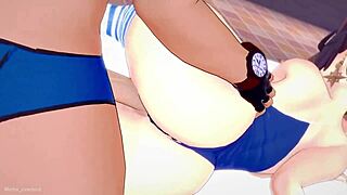 Mona wearing a bikini gets a hard cock warmed up on this 3D cartoon hentai Shemale