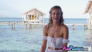 Yo, check this beautiful blonde milf Olivia Preston stripping naked outdoors!