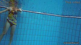 Petite Teen Milana Voda Swims Naked in Public Pool. Her Body Shines Underwater