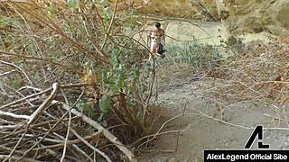 Hey, horny hiker Lea Lexis gets banged by Alex Legend outdoors with big cock and natural tits action!