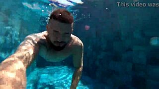 Married woman has sex with unknown employee at the pool.