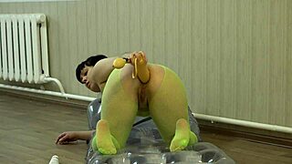 Brunette in Pantyhose Stretches Anal Wide for Intense Orgasm