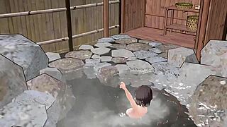 i'm in the hot spring without a towel, my boobs slipped out nude