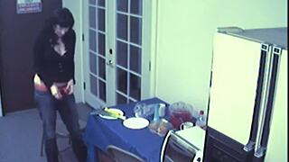 busty slut masturbates with food?