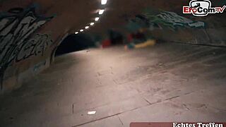 This chubby German teen loves such things as anal play and intercourse with the inflatable product in public