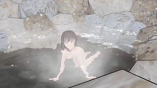 i'm in the hot spring without a towel, my boobs slipped out nude