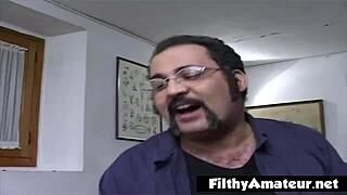 Naughty Girl Fucked In Gangbang Swallows Cum