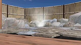 i'm in the hot spring without a towel, my boobs slipped out nude