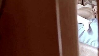 spying on teen stepdaughter masturbating in bedroom with intense climax behind door