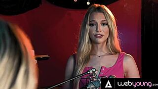 I swear, petite blonde Chloe Temple strap-on fucks Lily Larimar for band spot!