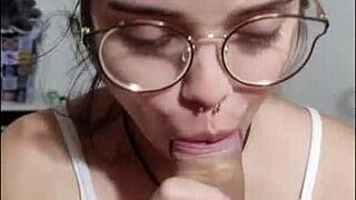 Married teen White Moon starts her morning with a deepthroat blowjob on big white cock. POV view captures every detail.