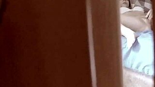 spying on teen stepdaughter masturbating in bedroom with intense climax behind door