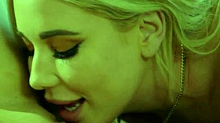 Lovely Blonde Lesbian Babes with Big Boobs Kiss and Lick on Massage Table