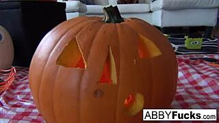 Abigail Carves Pumpkin Then Masturbates With Big Tits