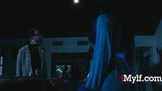 latina milf tempts stepdaughter's innocent bf with bent-over threesome and ball licking