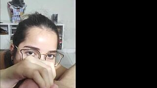 Married teen White Moon starts her morning with a deepthroat blowjob on big white cock. POV view captures every detail.