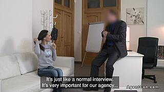 Tight Brunette Model Lands Ass Cumshot in Casting