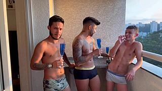 Me And Two Bodybuilder Friends Start Brotherhood In Gay Orgy With Big Cocks